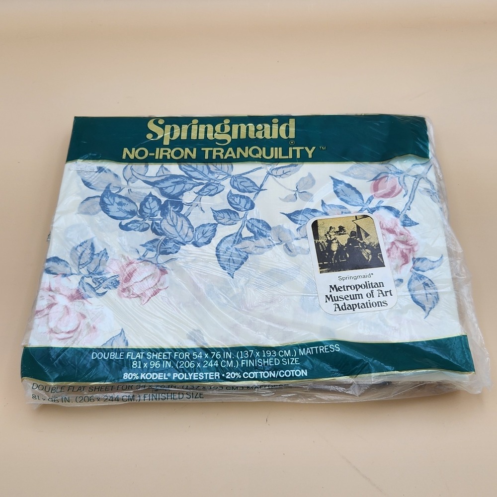 Vintage Springmaid Tranquility Double Flat Bed Sheet Darby Floral NOS NEW